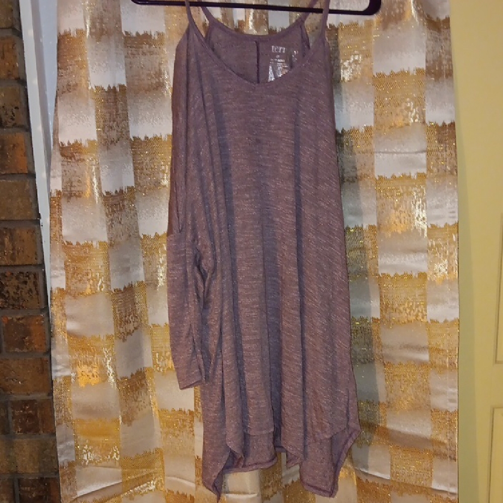 Terra & Sky Purple Cold Shoulder Asymmetrical Tunic